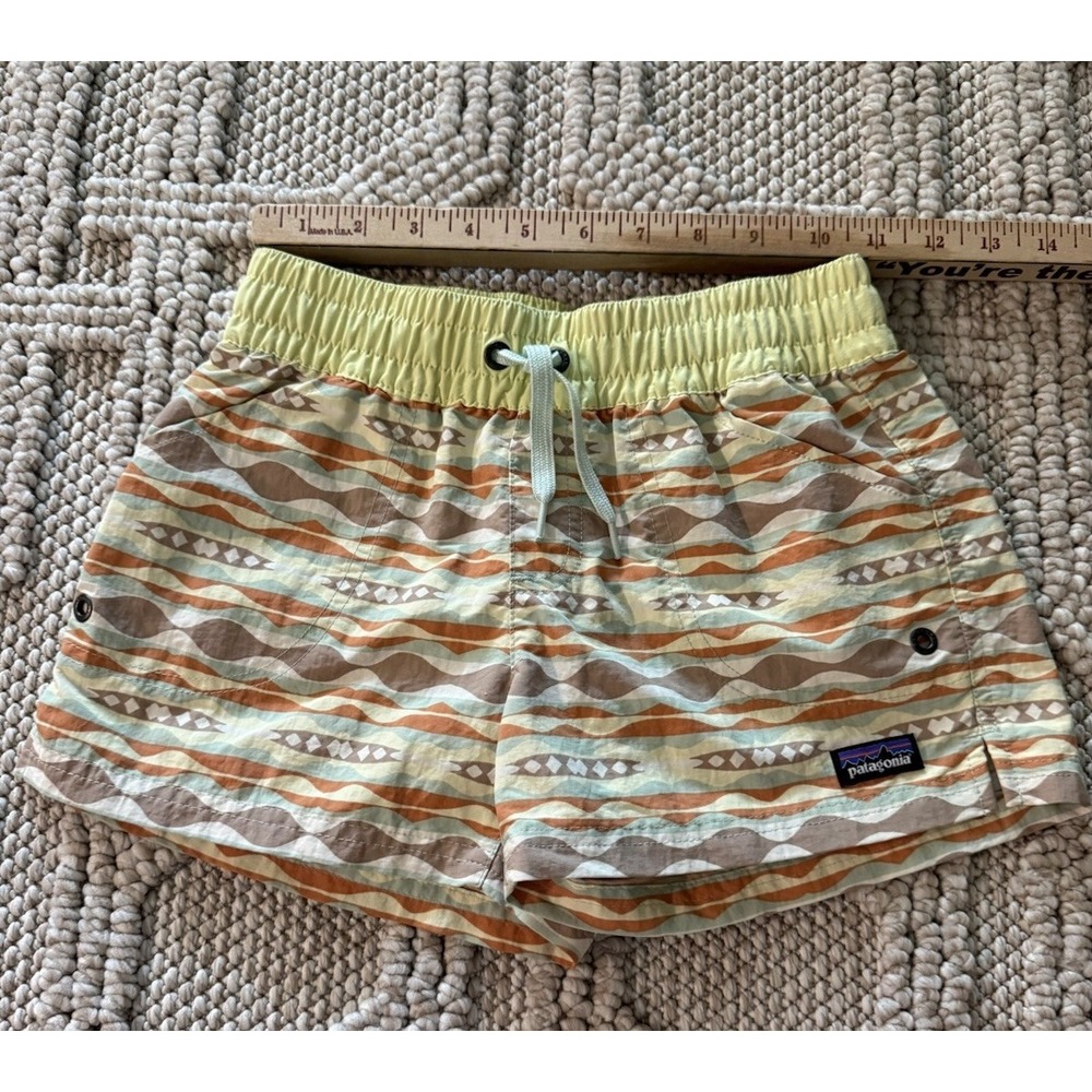 Patagonia Girls Costa Rica Baggies Shorts Coast Highway Yellow Size Medium